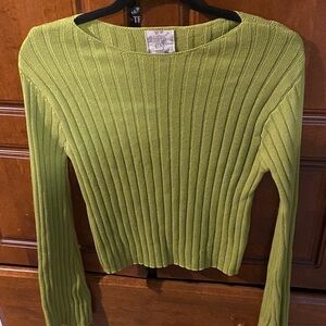 Hippie Rose Green Ribbed Crew Neck Sweater